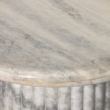 Oranda End Table in Polished White Marble w/ Sealant from Four Hands - Luna Furniture