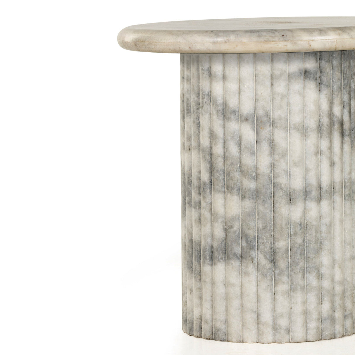 Oranda End Table in Polished White Marble w/ Sealant from Four Hands - Luna Furniture