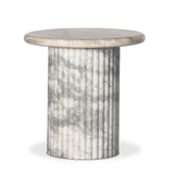 Oranda End Table in Polished White Marble w/ Sealant from Four Hands - Luna Furniture