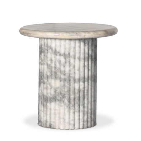 Oranda End Table in Polished White Marble w/ Sealant from Four Hands - Luna Furniture