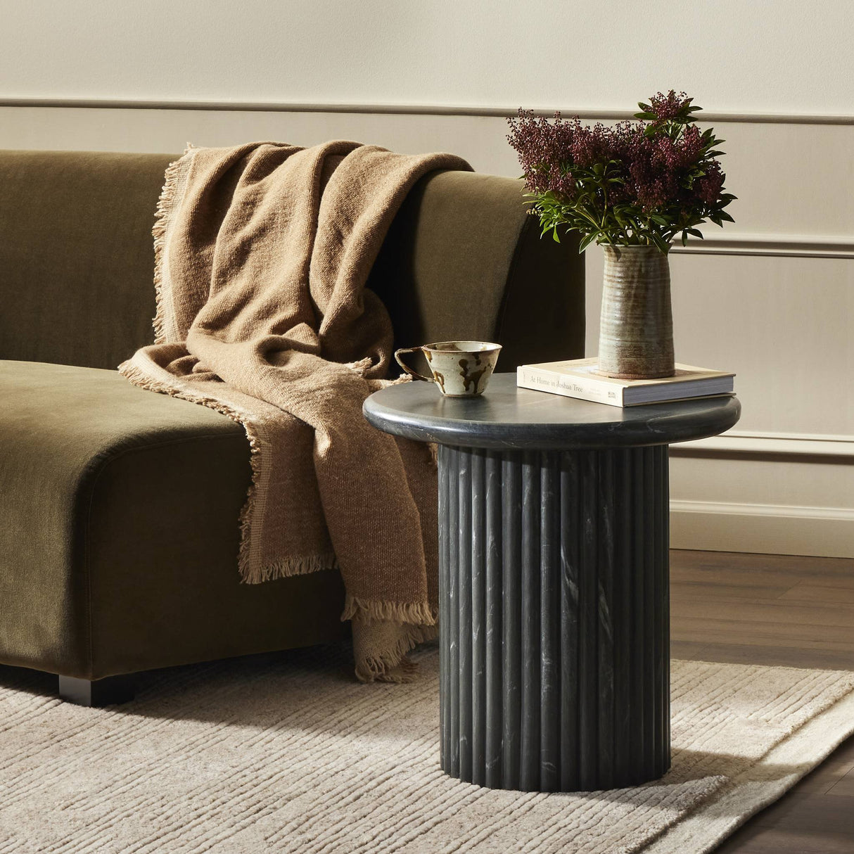 Oranda End Table in Black Marble from Four Hands - Luna Furniture