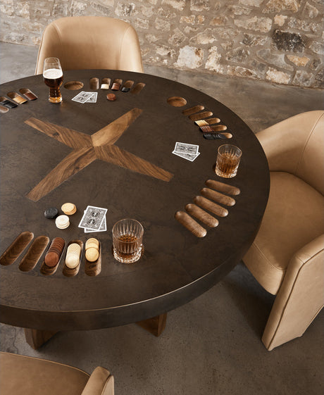 Poker Table in Aged Metal from Four Hands - Luna Furniture