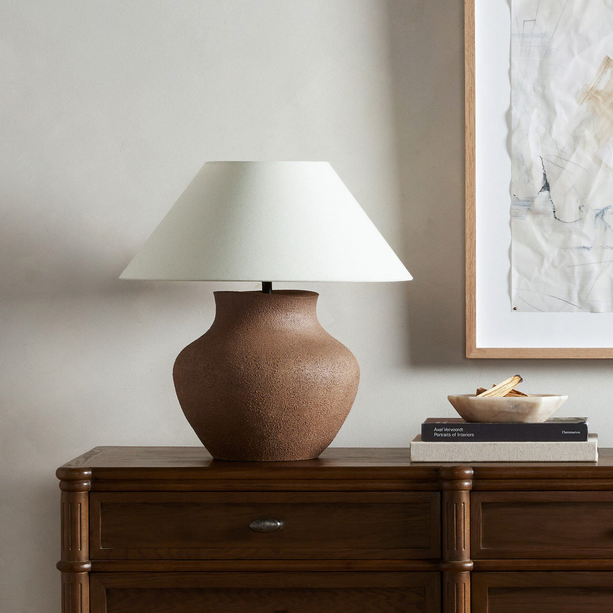 Parma Table Lamp in Textured Dark Sand Porcelain from Four Hands - Luna Furniture