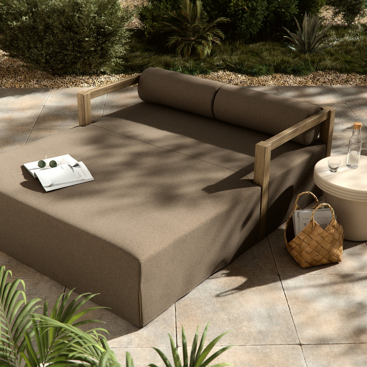 Laskin Outdoor Daybed in Alessi Fawn from Four Hands - Luna Furniture
