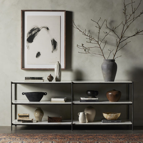 Felix Large Console Table in Hammered Grey W/Clear Powder Coat from Four Hands - Luna Furniture