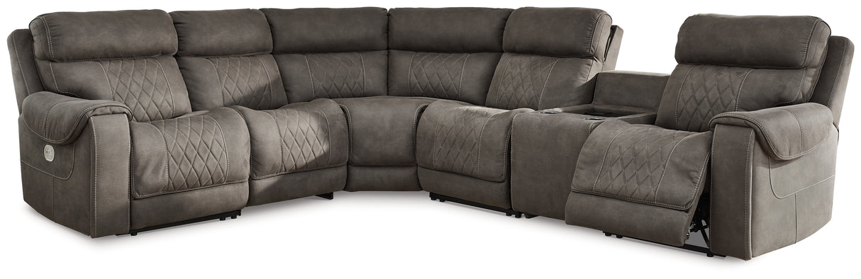 Hoopster Gunmetal 6-Piece Power Reclining Sectional from Ashley Furniture - Luna Furniture