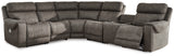 Hoopster Gunmetal 6-Piece Power Reclining Sectional from Ashley Furniture - Luna Furniture