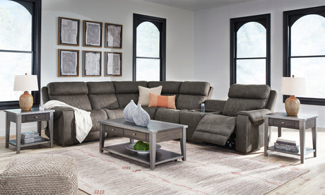 Hoopster Gunmetal 6-Piece Power Reclining Sectional from Ashley - Luna Furniture