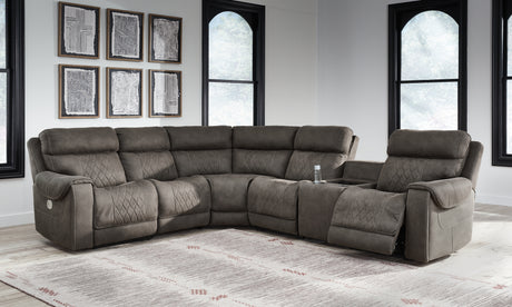 Hoopster Gunmetal 6-Piece Power Reclining Sectional from Ashley - Luna Furniture