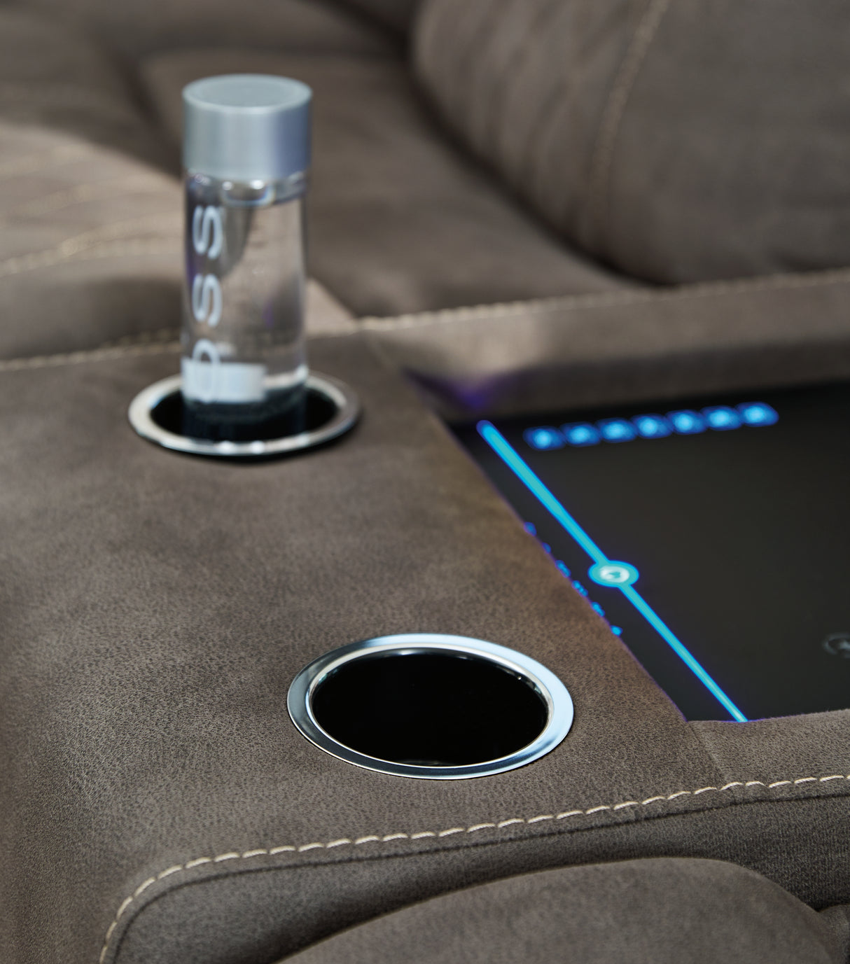 Hoopster Gunmetal Console with Touchscreen from Ashley Furniture - Luna Furniture