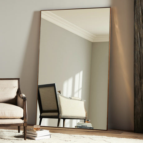 Georgina Rectangle Floor Mirror in Polished Brass from Four Hands - Luna Furniture