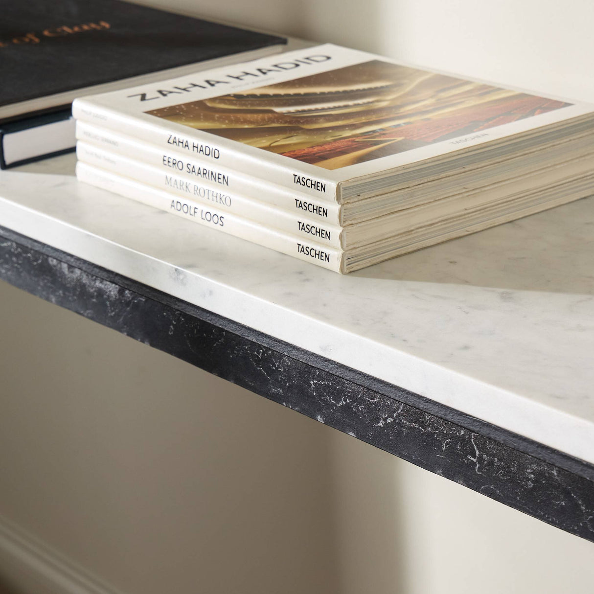 Hammered Iron Console Table in White Marble from Four Hands - Luna Furniture