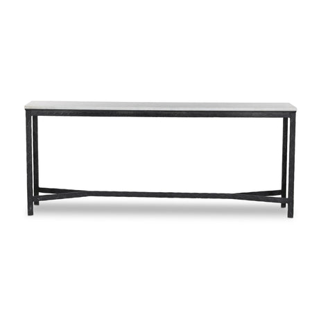 Hammered Iron Console Table in White Marble from Four Hands - Luna Furniture