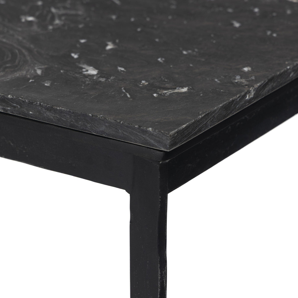 Hammered Iron Console Table in Charcoal Marble from Four Hands - Luna Furniture