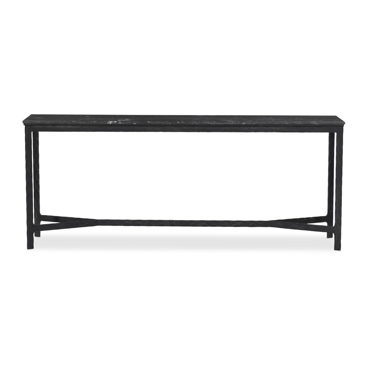 Hammered Iron Console Table in Charcoal Marble from Four Hands - Luna Furniture