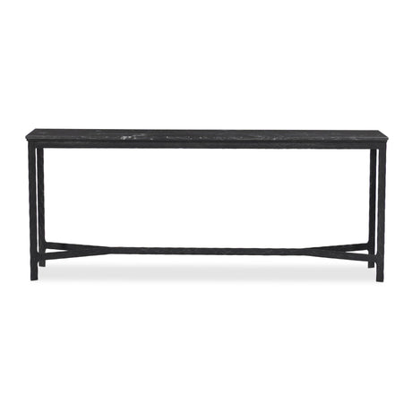 Hammered Iron Console Table in Charcoal Marble from Four Hands - Luna Furniture