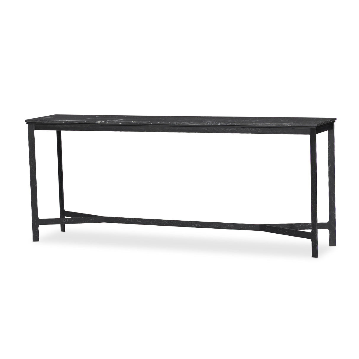 Hammered Iron Console Table in Charcoal Marble from Four Hands - Luna Furniture