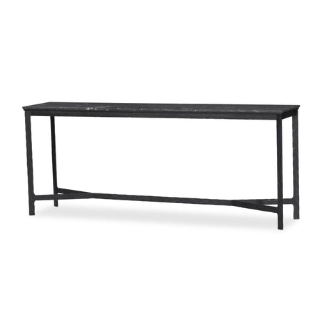 Hammered Iron Console Table in Charcoal Marble from Four Hands - Luna Furniture