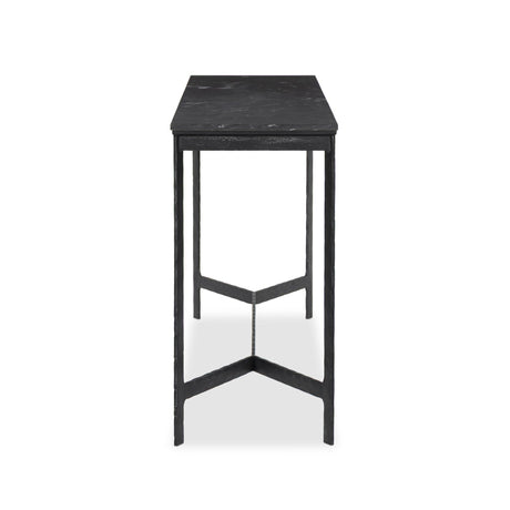 Hammered Iron Console Table in Charcoal Marble from Four Hands - Luna Furniture