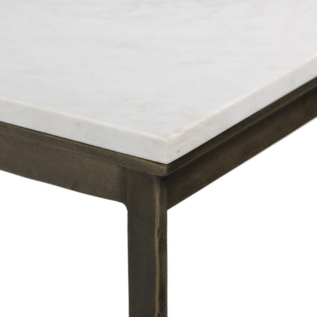 Hammered Iron Console Table in White Marble from Four Hands - Luna Furniture