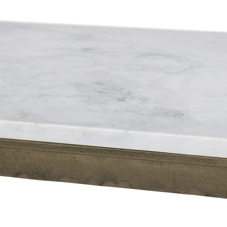 Hammered Iron Console Table in White Marble from Four Hands - Luna Furniture