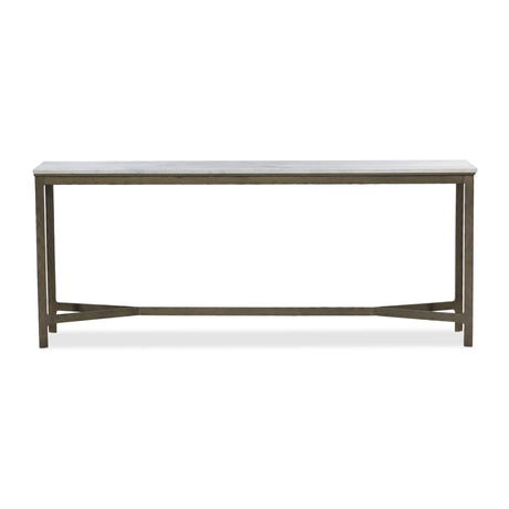 Hammered Iron Console Table in White Marble from Four Hands - Luna Furniture