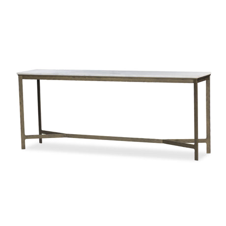 Hammered Iron Console Table in White Marble from Four Hands - Luna Furniture