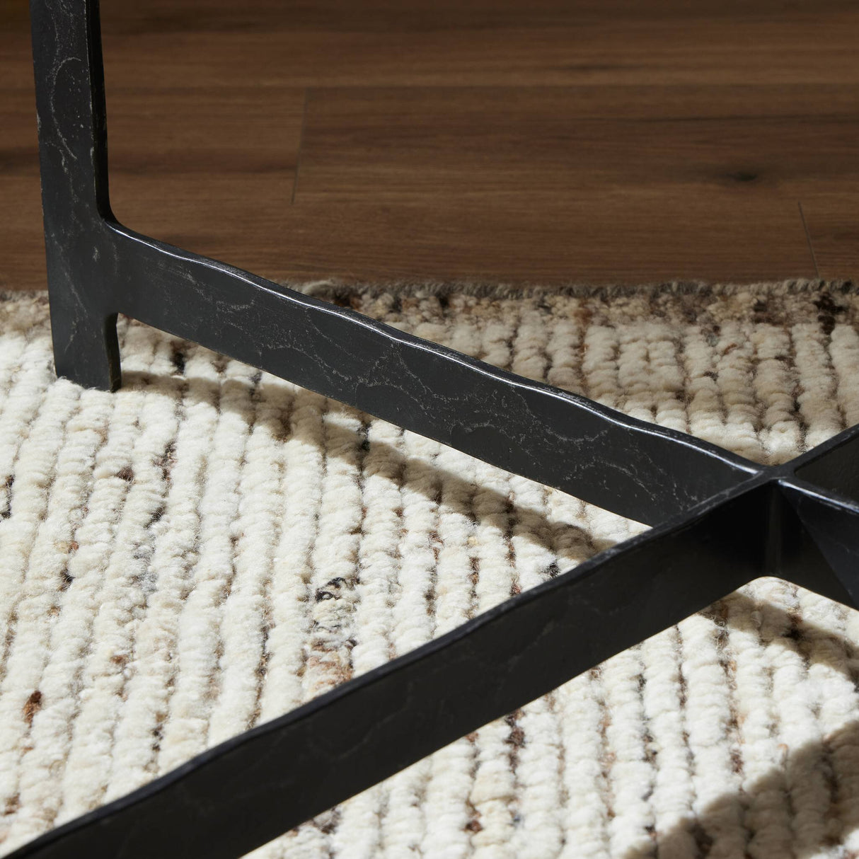Hammered Iron End Table in White Marble from Four Hands - Luna Furniture
