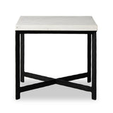 Hammered Iron End Table in White Marble from Four Hands - Luna Furniture