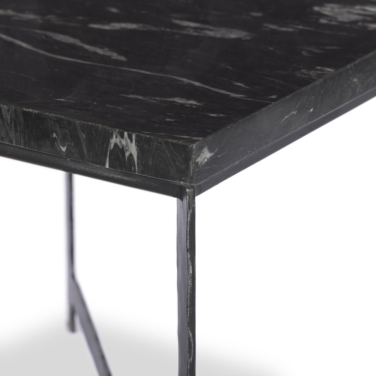 Hammered Iron End Table in Charcoal Marble from Four Hands - Luna Furniture