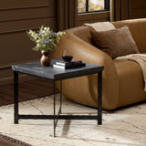 Hammered Iron End Table in Charcoal Marble from Four Hands - Luna Furniture
