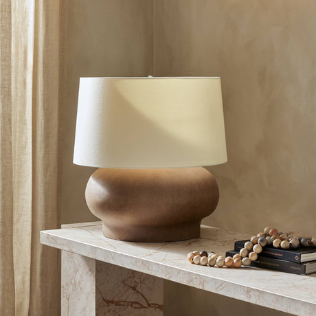 Kragen Table Lamp in Dark Sand Porcelain Ceramic from Four Hands - Luna Furniture
