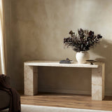 Romano Console Table in Desert Taupe Marble from Four Hands - Luna Furniture