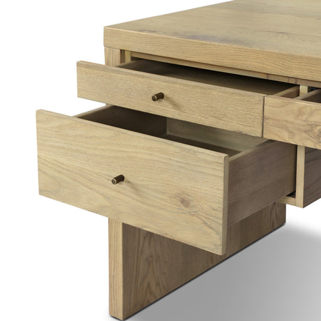 Torrington Desk in Sandy Oak Resawn from Four Hands - Luna Furniture