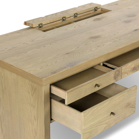 Torrington Desk in Sandy Oak Resawn from Four Hands - Luna Furniture