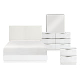 Linea Pearl White 4pc Set (QB+NS+DR+MR) from Homelegance - Luna Furniture
