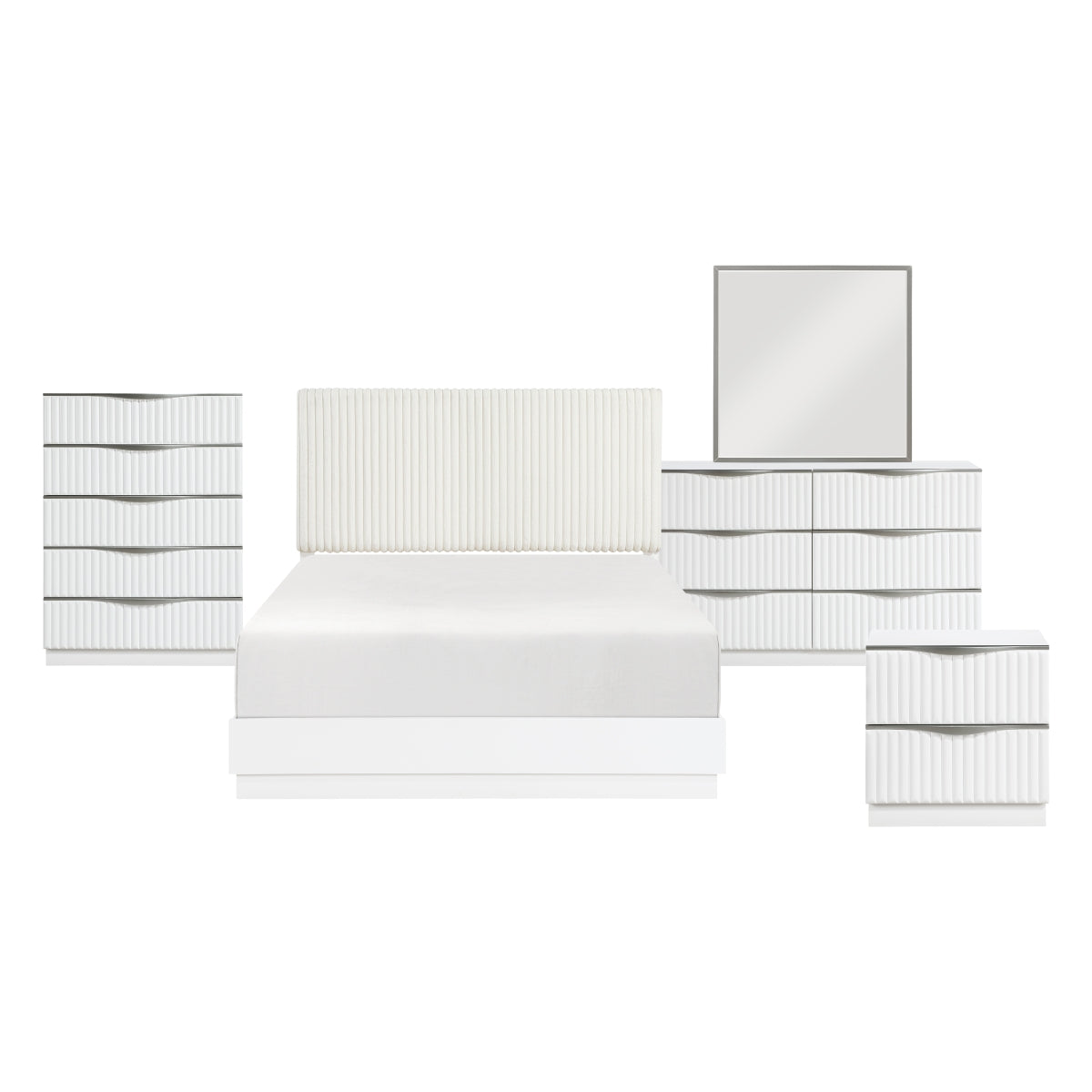 Linea Pearl White Panel Bedroom Set from Homelegance - Luna Furniture