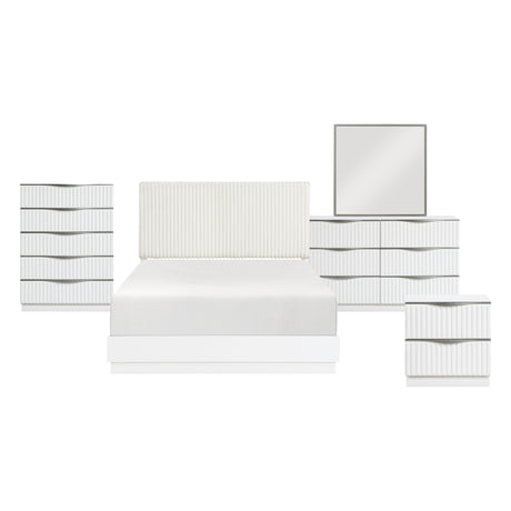 Linea Pearl White Panel Bedroom Set from Homelegance - Luna Furniture