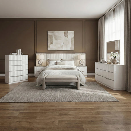 Linea Pearl White 5pc Set Queen Wall Bed (QB+2NS+2NS-P) from Homelegance - Luna Furniture