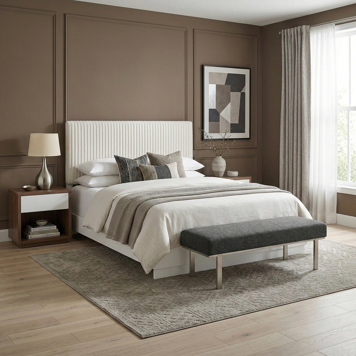 Linea Pearl White California King Bed from Homelegance - Luna Furniture