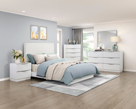 Linea Pearl White Eastern King Bed from Homelegance - Luna Furniture