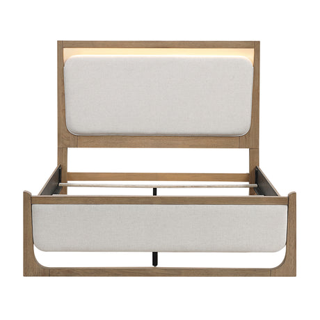 Riley Light Brown Queen Upholstered Bed from Homelegance - Luna Furniture