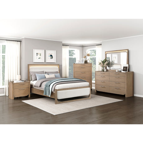 Riley Light Brown Upholstered Bedroom Set from Homelegance - Luna Furniture