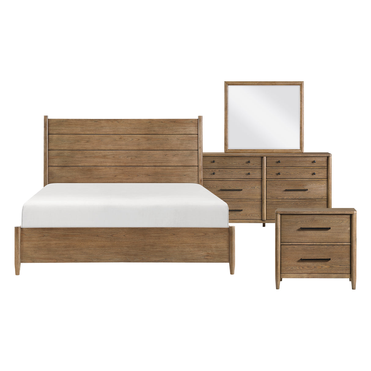 Sonoma Oak 4pc Set (QB+NS+DR+MR) from Homelegance - Luna Furniture