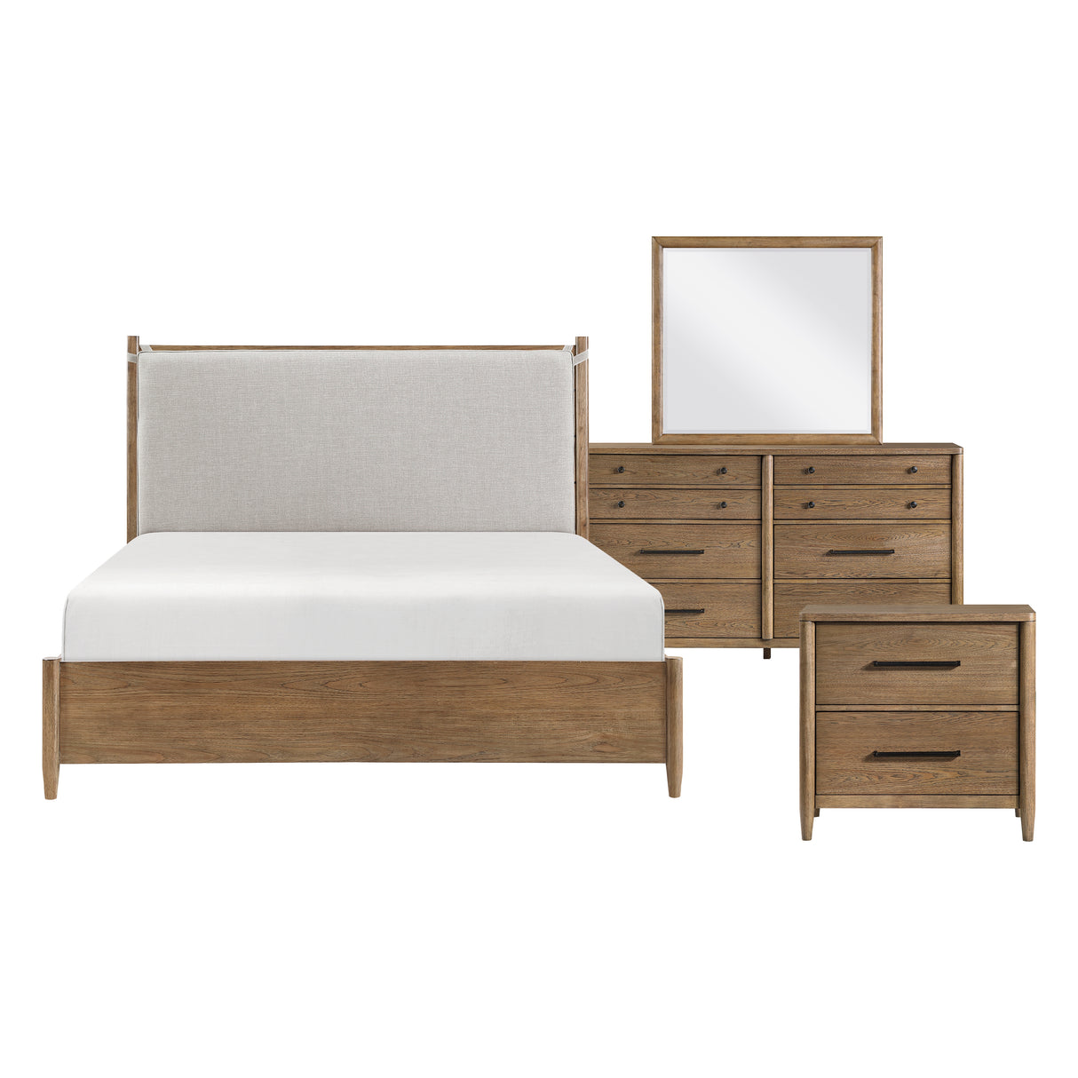 Sonoma Oak 4pc Set (QB+NS+DR+MR) from Homelegance - Luna Furniture