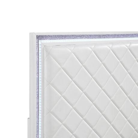 Lumin Pearl White Queen Led Panel Bed from Homelegance - Luna Furniture