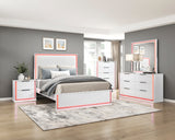 Lumin Pearl White Queen Led Panel Bed from Homelegance - Luna Furniture