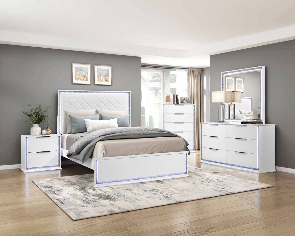 Lumin Pearl White LED Panel Bedroom Set from Homelegance - Luna Furniture