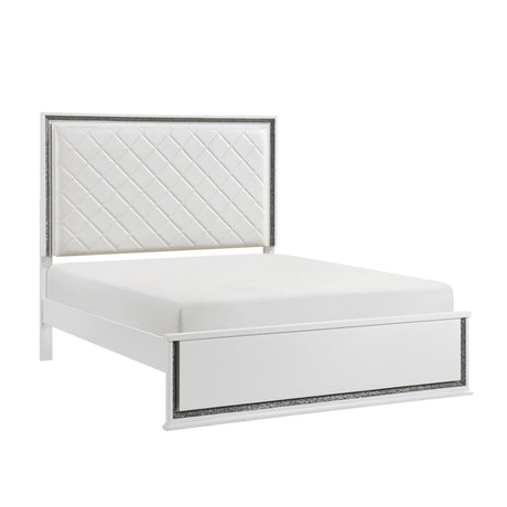 Lumin Pearl White Queen Led Panel Bed from Homelegance - Luna Furniture