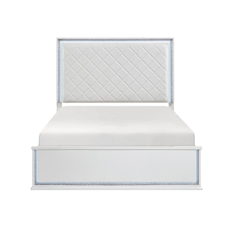 Lumin Pearl White Queen Led Panel Bed from Homelegance - Luna Furniture